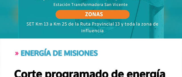 Corte programado de energía por trabajos de remodelación de líneas